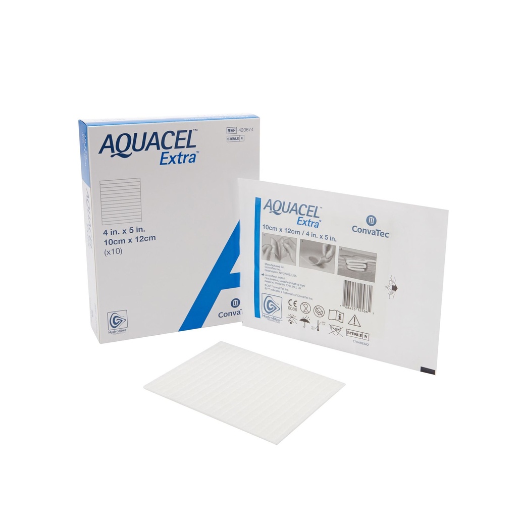 Hydrofiber Dressing Aquacel® Extra™ Hydrofiber (Sodium Carboxymethylcellulose) 4 X 5 Inch